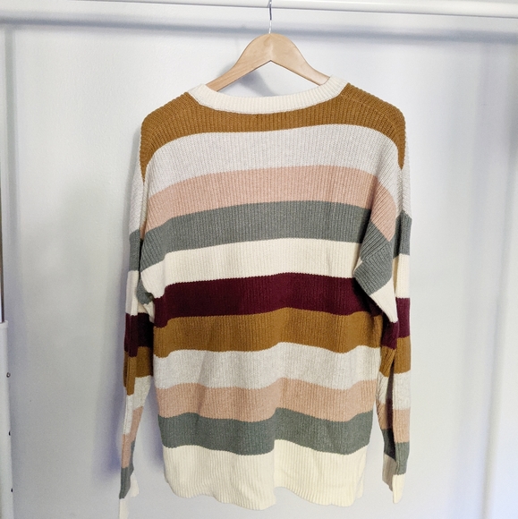 Madewell Thompson Pocket Pullover Knit Sweater in Rainbow Stripe - Picture 2 of 7